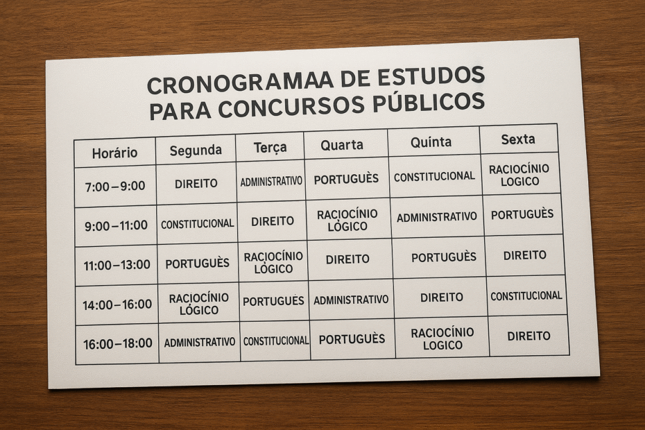 Como criar um cronograma eficiente de estudos para concursos públicos